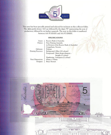 1997 $5 Deluxe Low Numbered Uncirculated Note