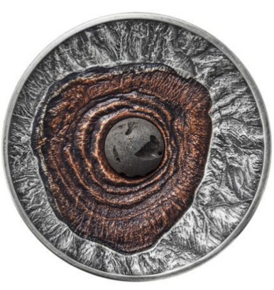 Niue 2015 $2 Volcano Vesuvius Pompeii with Lava Inset 2oz Silver Antiqued Coin