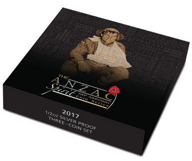 2017 50c The Anzac Spirit 100th Anniversary 1/2oz Silver Coloured Proof 3 Coin Set