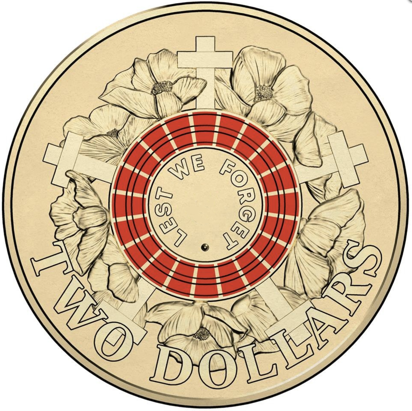 2015 $2 Lest We Forget Coloured Al-Bronze Uncirculated Coin