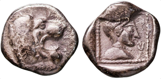 Ancient Greek Caria, Knidos c530-500BC, Silver Trihemiobol VF