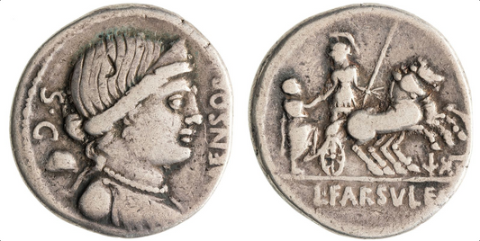 Roman Republic, Farsuleia, Silver Denarius, 75 BC, Good Fine