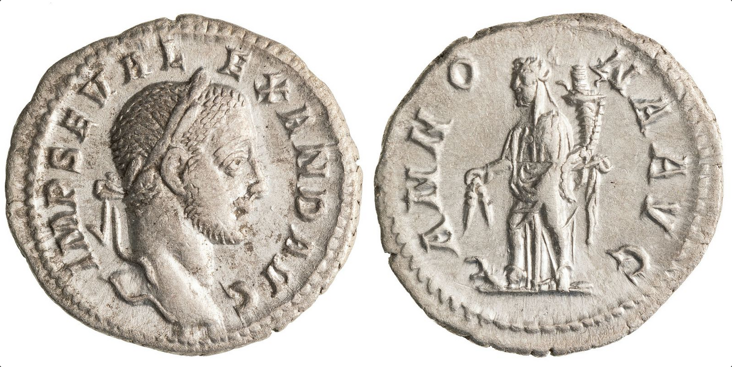 Roman Empire, Severus Alexander, 228AD Silver Denarius aEF