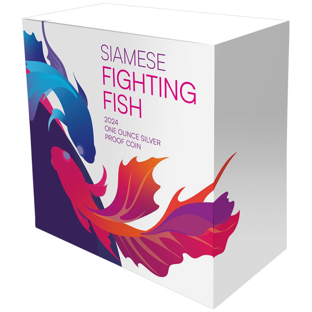 Niue 2024 $1 Siamese Fighting Fish 1oz Silver Coloured Proof Coin