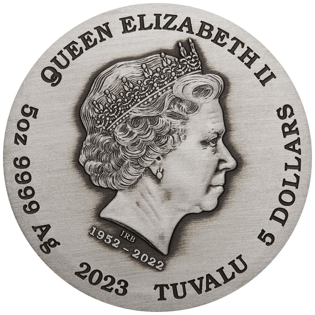 Tuvalu 2023 $5 Signs of The Zodiac 5oz Silver Coloured Antiqued Coin
