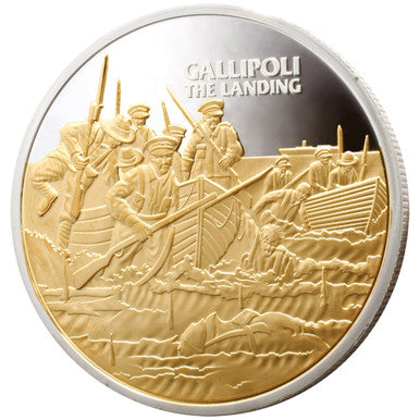 2015 Sands of Gallipoli Hold True Our Spirit Silver Selectively Gold Plated Centenary Medallion