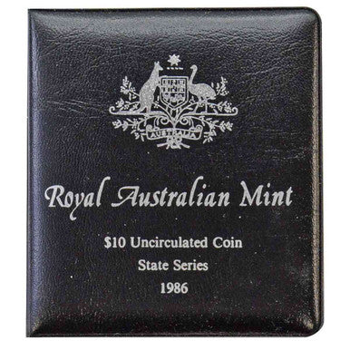 1986 $10 State Series South Australia Silver Uncirculated Coin