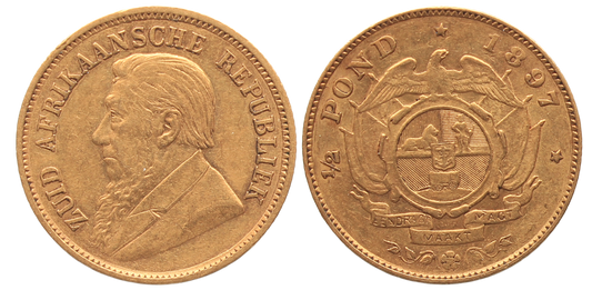 South Africa, ZAR 1897 Paul Kruger Half Pond gVF