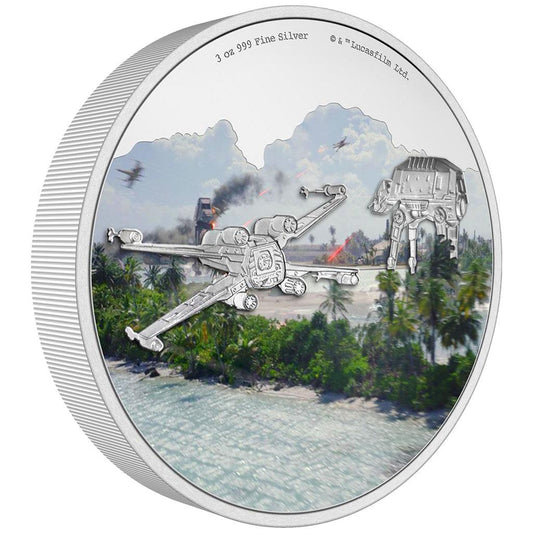 Niue 2022 $10 Star Wars Battle of Scarif 3oz Silver Coloured Proof Coin
