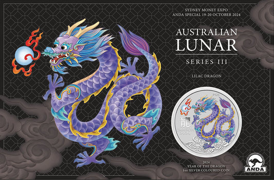 2024 $1 ANDA Sydney Lunar Year of The Dragon 1oz Silver Coloured Uncirculated Coin