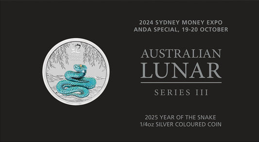 2025 25c ANDA Sydney Lunar Year of The Snake 1/4oz Silver Coloured Uncirculated Coin