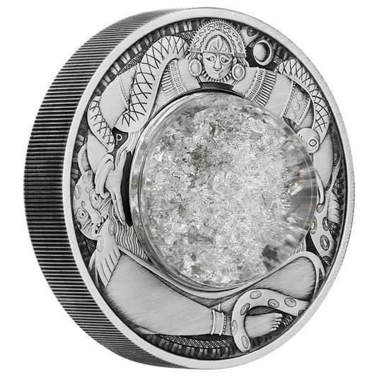 Tuvalu 2021 $2 Tears of The Moon 2oz Silver Antiqued Coin with Silver Particles