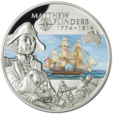 Tokelau 2014 $5 Matthew Flinders Silver Coloured Proof Coin