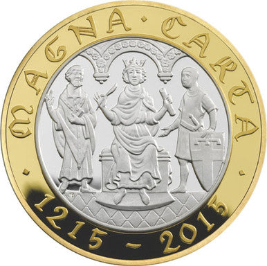 UK 2015 £2 The 800th Anniversary of Magna Carta Selectively Gold Plated Silver Proof Coin (TONED)