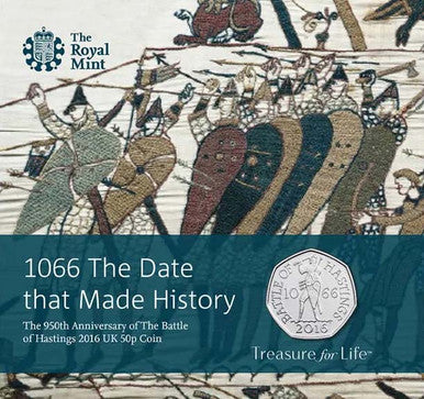 UK 2016 50p The 950th Anniversary of The Battle of Hastings Silver Proof Coin (TONED)