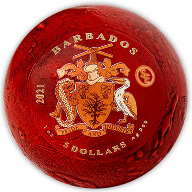 Barbados 2021 $5 Mars Special Edition 1oz Silver Coloured Spherical Antiqued Coin