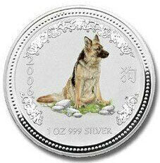 2006 $1 Year of The Dog 1oz Silver Coloured Coin