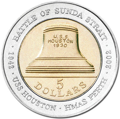 2002 $5 Battle of Sunda Strait USS Houston Uncirculated Coin