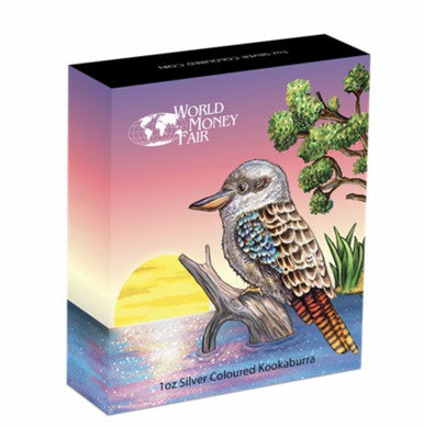 2019 $1 World Money Fair Berlin Australian Kookaburra 1oz Silver Coloured Proof Coin