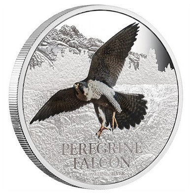 Niue 2013 $2 Birds of Prey Peregrine Falcon 1oz Silver Proof Coloured Coin