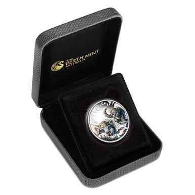 Tuvalu 2016 50c Snow Leopard Cubs 1/2oz Silver Coloured Proof Coin