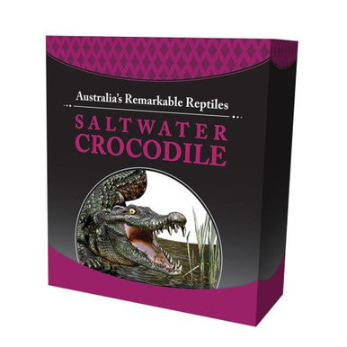 Tuvalu 2017 $1 Australia's Remarkable Reptile Saltwater Crocodile 1oz Silver Coloured Proof Coin