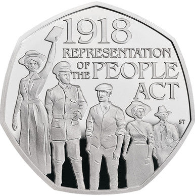 UK 2018 50p 1918 Representation of The People Act Silver Proof Coin