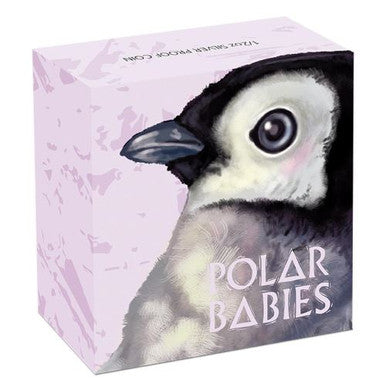 Tuvalu 2017 50c Polar Babies Emperor Penguin 1/2oz Silver Coloured Proof Coin