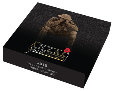 2016 50c The ANZAC Spirit 100th Anniversary 1/2oz Silver Coloured Proof 3 Coin Set