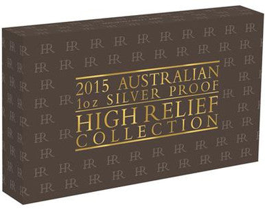 2015 $1 Australian 1oz Silver High Relief Proof 3 Coin Set Collection