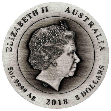 2018 $8 The ANZAC Spirit 100th Anniversary Hall of Memory 5oz Silver Coloured Antiqued Coin