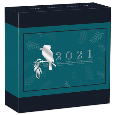 2021 $2 Australian Kookaburra 2oz Silver Selectively Gold Plated High Relief Proof Coin
