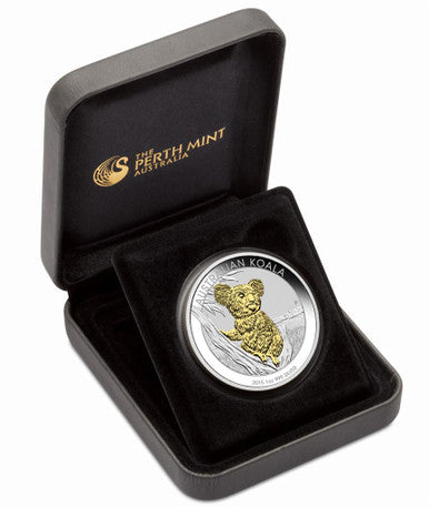 2015 $1 Australian Koala 1oz Silver Gilded Coin