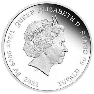 Tuvalu 2021 50c James Bond 007 Diamonds Are Forever 1/2oz Silver Coloured Proof Coin