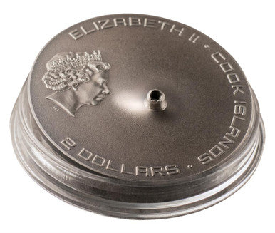Cook Islands 2016 $2 Stardust of The Universe Tamdakht Meteorite Strike 1/2oz Silver Antiqued Coin