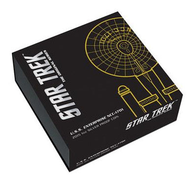 Tuvalu 2015 $1 Star Trek USS Enterprise NCC-1701 1oz Silver Coloured Proof Coin