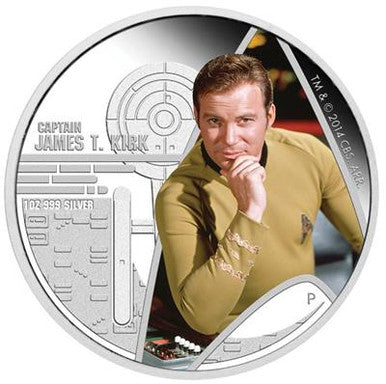 Tuvalu 2015 $1 Star Trek Captain James T. Kirk and USS Enterprise NCC-1701 1oz Silver Coloured Proof 2 Coin Set