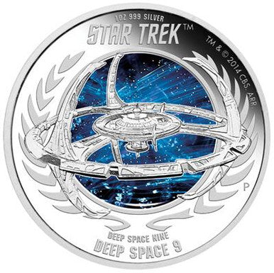 Tuvalu 2015 $1 Star Trek Captain Benjamin Sisko and Deep Space Nine 1oz Silver Coloured Proof 2 Coin Set