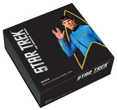 Tuvalu 2015 $1 Star Trek Mr. Spock 1oz Silver Coloured Proof Coin