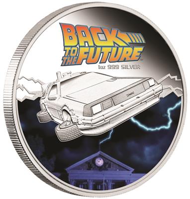 Tuvalu 2015 $1 Back To The Future DeLorean 1oz Silver Coloured Proof Coin