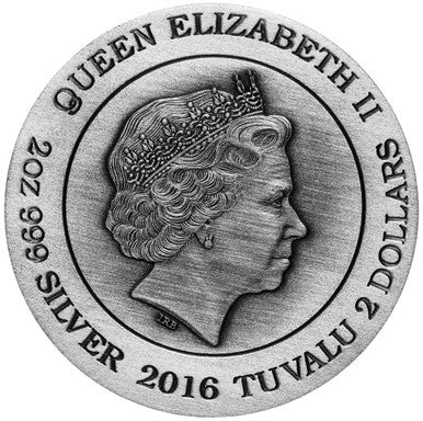 Tuvalu 2016 $2 Norse Gods Odin 2oz Silver Antiqued Coin