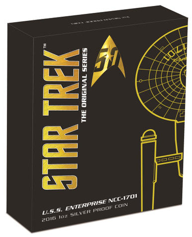 Tuvalu 2016 $1 Star Trek 50th Anniversary USS Enterprise NCC-1701 1oz Silver High Relief Proof Coin