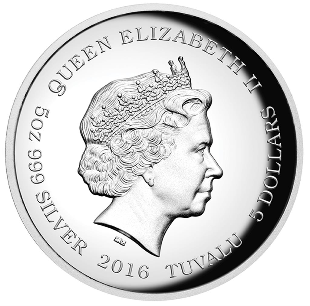 Tuvalu 2016 $5 Dragon and His Nine Sons 5oz Silver High Relief Proof Coin