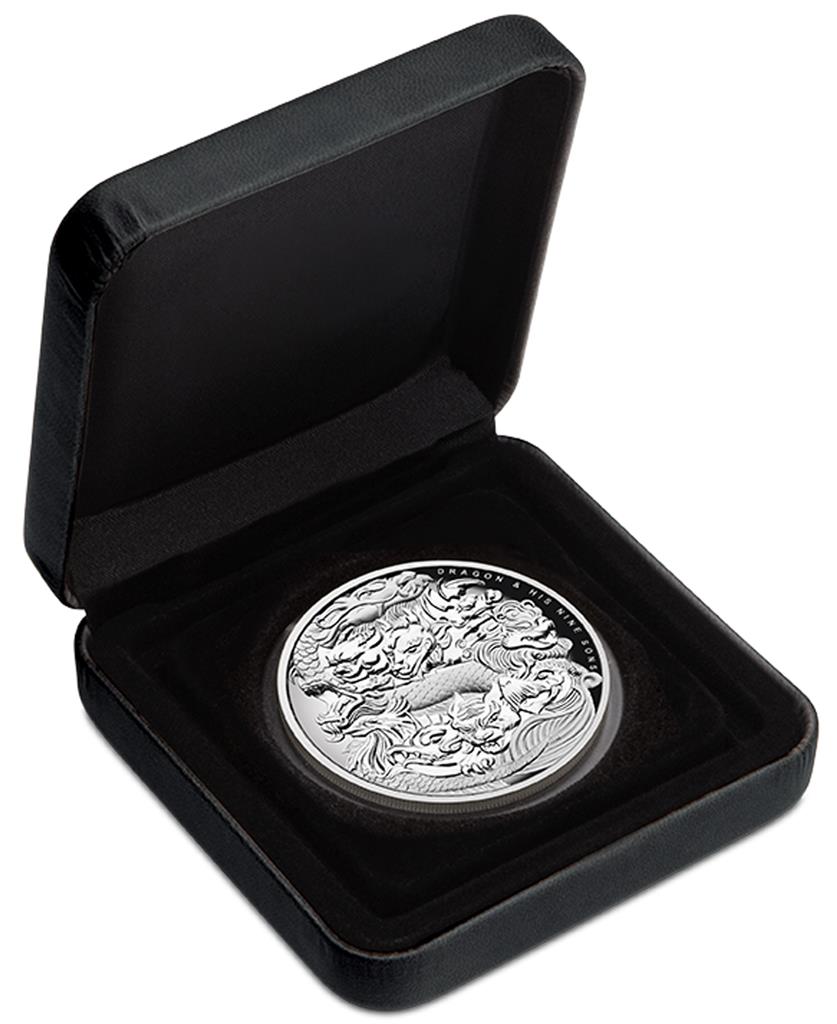 Tuvalu 2016 $5 Dragon and His Nine Sons 5oz Silver High Relief Proof Coin