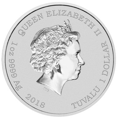 Tuvalu 2018 $1 Chinese New Year 1oz Silver Coloured Coin