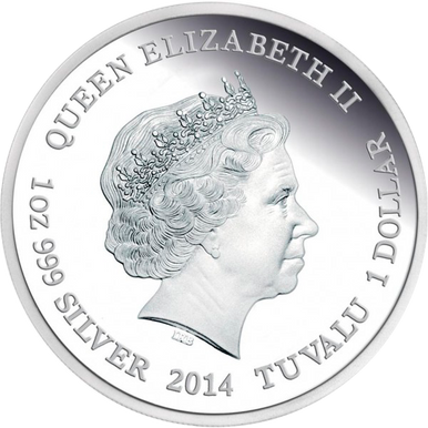 Tuvalu 2014 $1 Endangered and Extinct Green Turtle 1oz Silver Coloured Proof Coin