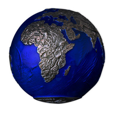 Barbados 2021 $5 Blue Marble Earth At Night 3oz Silver Coloured Spherical Shaped Coin