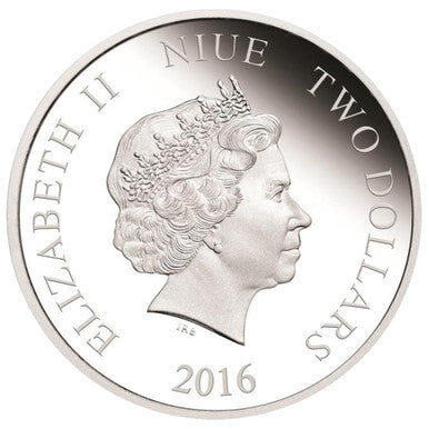 Niue 2016 $2 Feng Shui Money Toad 1oz Silver Coloured Proof Coin