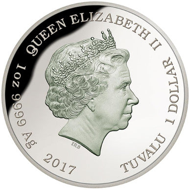 Tuvalu 2017 $1 Endangered and Extinct Green and Golden Bell Frog 1oz Silver Coloured Proof Coin