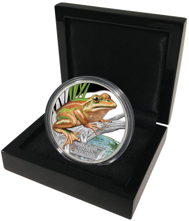 Tuvalu 2017 $1 Endangered and Extinct Green and Golden Bell Frog 1oz Silver Coloured Proof Coin